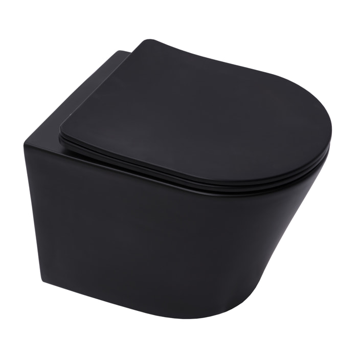 Pack WC Bati-support Geberit + WC suspendu sans bride Swiss Aqua Technologies + Abattant frein de chute + Plaque