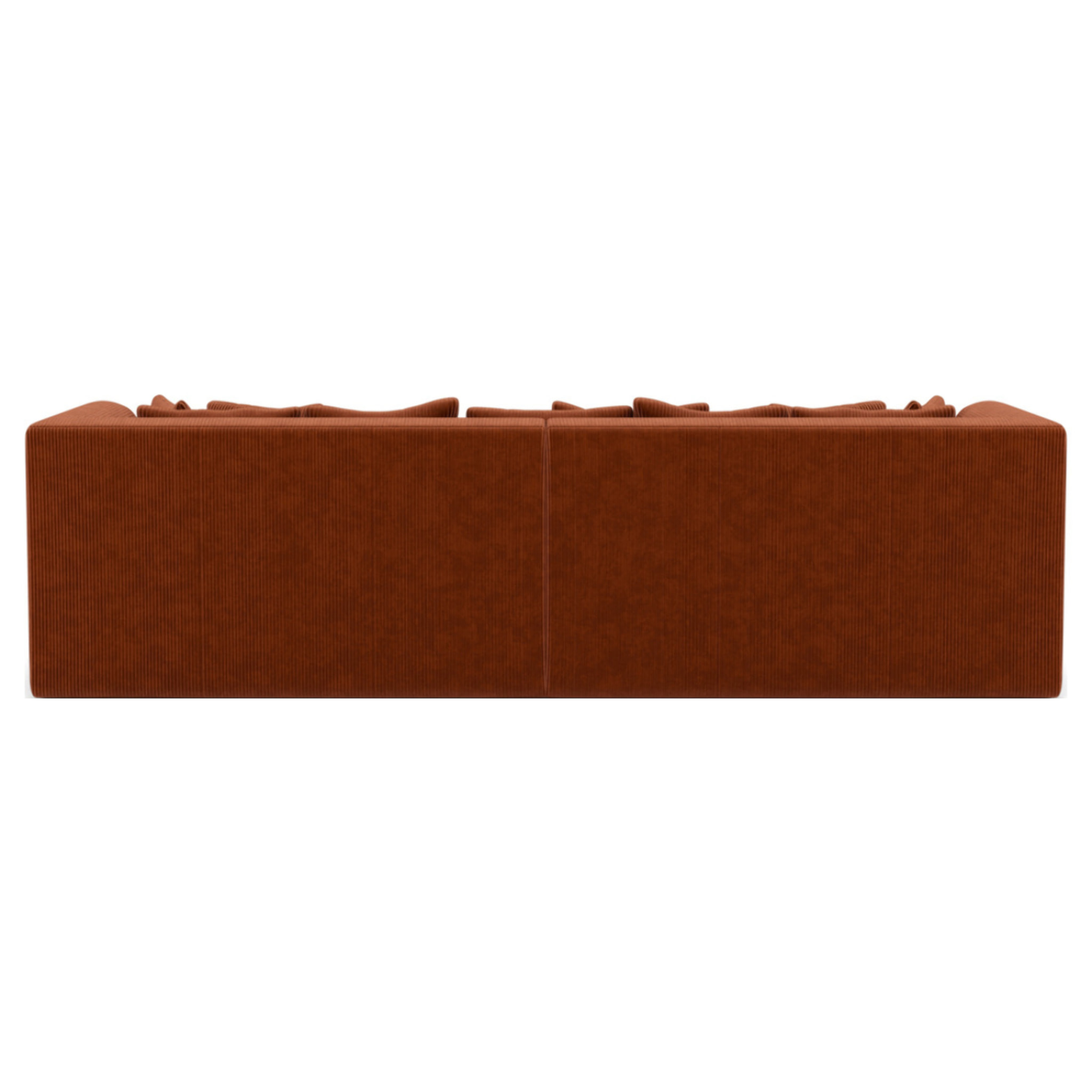 Onyx - canapé droit 4 places avec double méridienne - assise profonde - en velours côtelé - Terracotta
