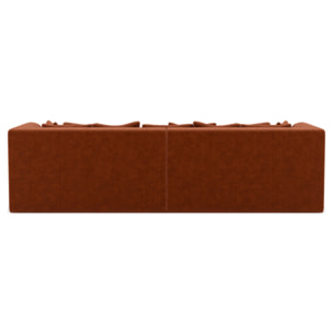 Onyx - canapé droit 4 places avec double méridienne - assise profonde - en velours côtelé - Terracotta