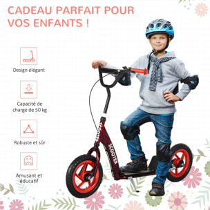 Trottinette patinette enfant à partir de 6 ans roues 30 cm guidon réglable poignée frein et béquille acier rouge