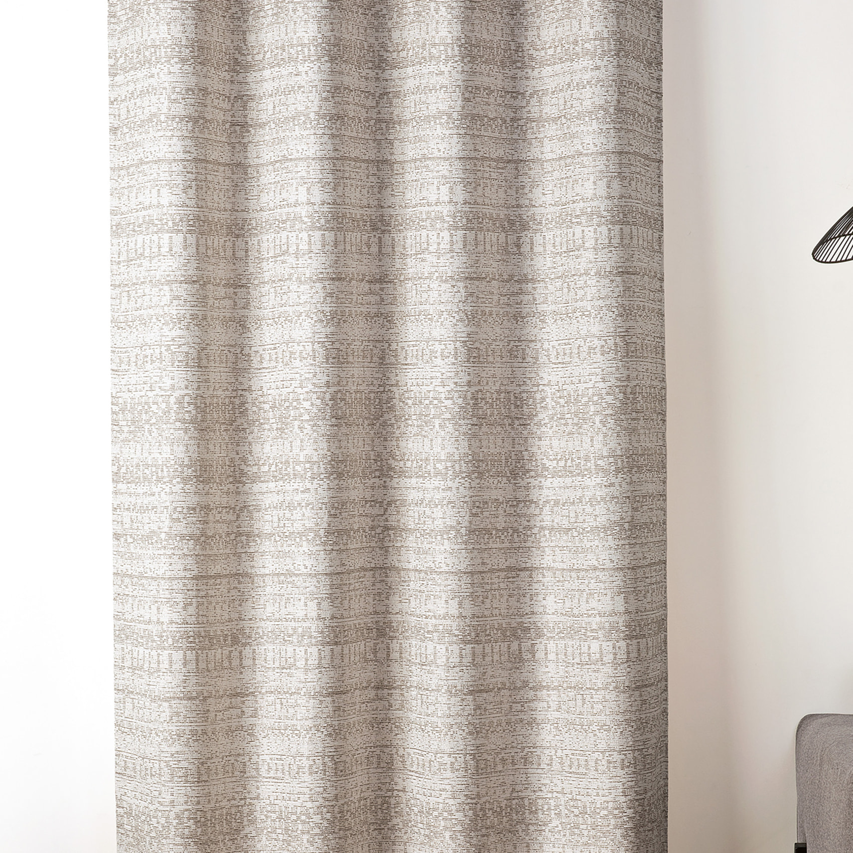 Rideau jacquard texturé inspiration minérale à oeillets - Beige