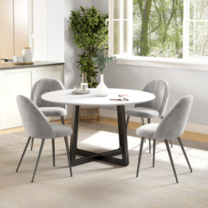 Pack de 4 Sillas de Comedor Modernas, Sillas de Cocina Tapizada en Terciopelo con Respaldo Curvo y Patas de Acero, para Salón, Gris