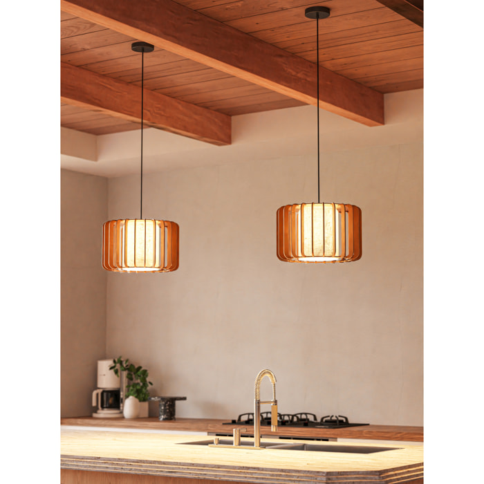 Forlight Viva lampara colgante en negro y madera clara para bombilla E27