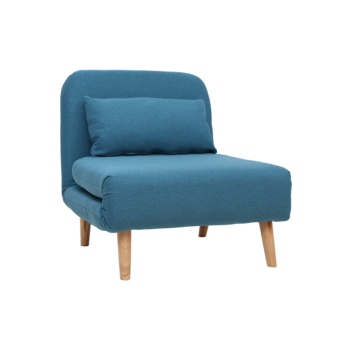 Fauteuil scandinave convertible en tissu bleu canard AMIKO