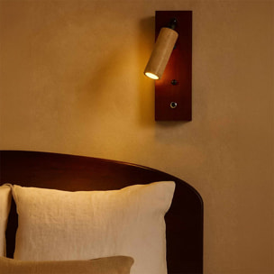 Applique murale orientable en travertin et bois effet noyer TIVOLI