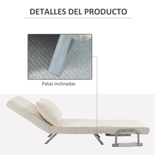 Sofá Cama Individual Sillón Cama Individual Sillón Reclinable con Almohada para Salón Dormitorio Oficina Carga 100 kg 65x69x80 cm Crema