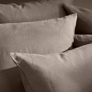 Taie d'oreiller pur lin lavé 165 g/m² uni marron Le lin lave ebene