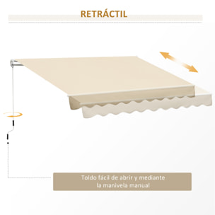 Toldo Manual Retráctil Plegable con Manivela 295x245cm para Balcón Terraza Beige