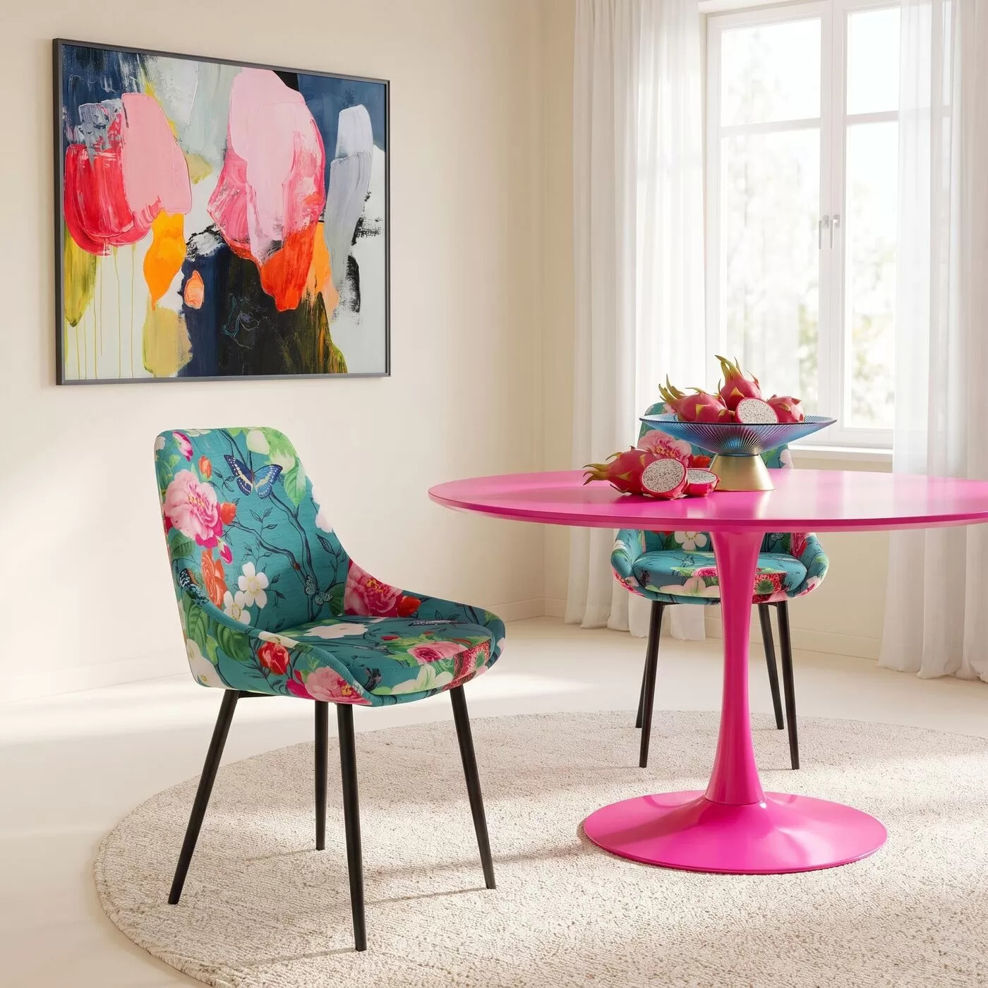 Chaise East Side Flower Fever bleue Kare Design