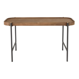 SIXTINE - Table basse ovale 85x43cm plateau en bois de teck recyclé