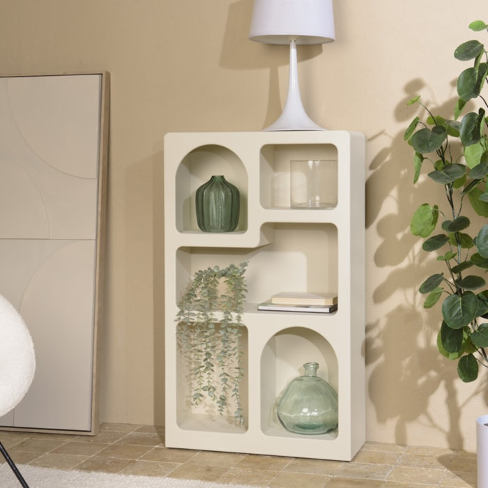HELENA - Etagère 5 niches 60x24cm en bois peint couleur beige