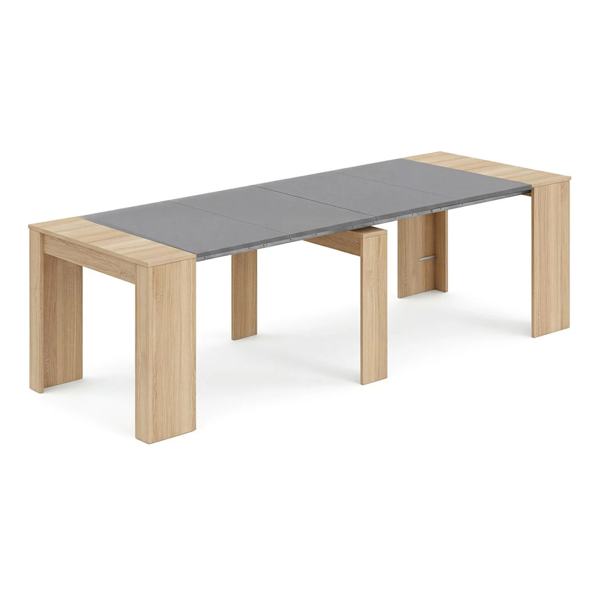 Mesa consola extensible en roble canadian y gris grafito 50-235x90 cm Denis Roble Canadian - Gris Grafito