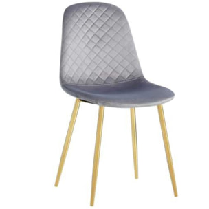 Set Da 4, Sedie New Lena Velluto Grigio/Gambe Oro