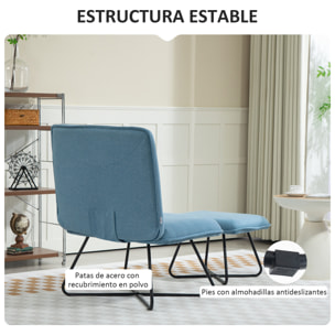 Sillón Relax Sillón de Salón con Reposapiés Butaca para Dormitorio sin Brazos con Patas de Acero en Forma de Cruz para Sala de Estar Azul Claro