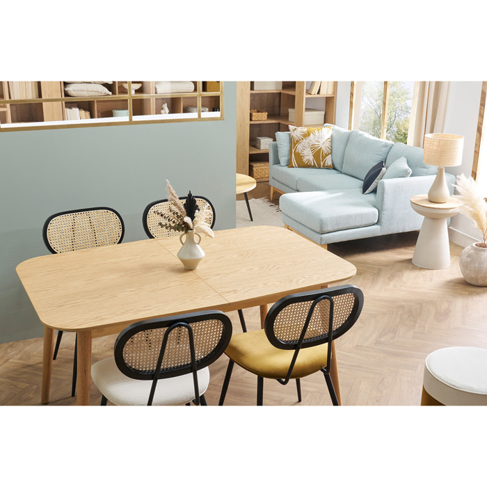 Table extensible rallonges intégrées rectangulaire en bois clair chêne L140-170 cm ANK