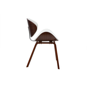 Chaise design blanche et bois foncé noyer WALNUT