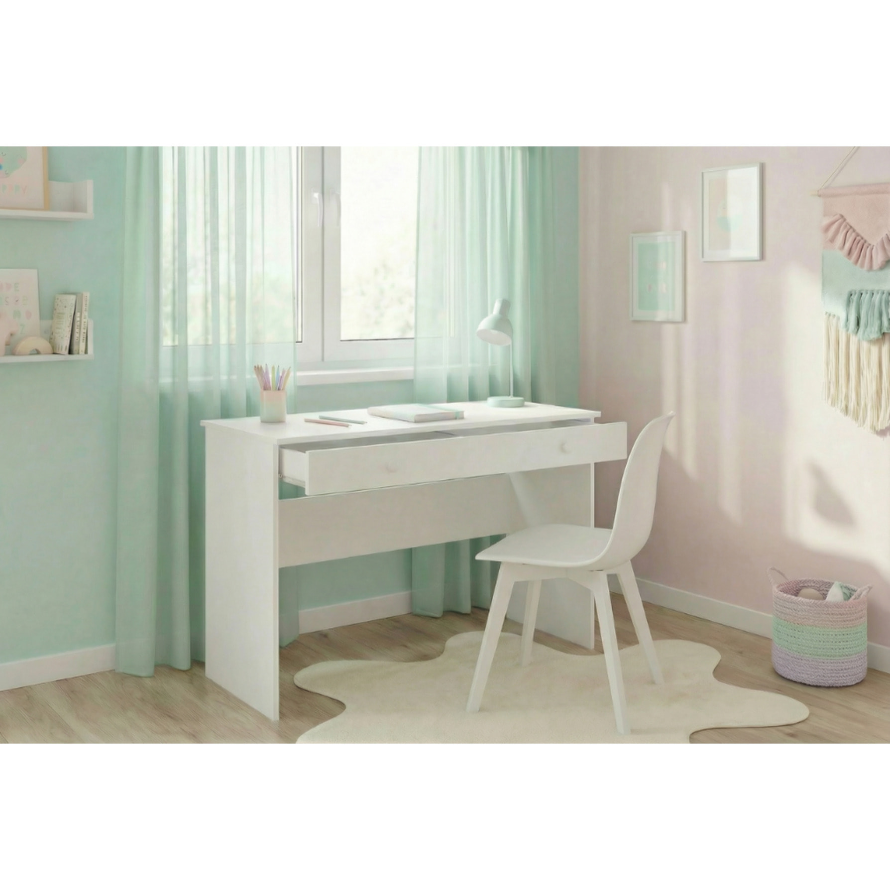 Scrivania BASIC bianca 110 cm con cassetto