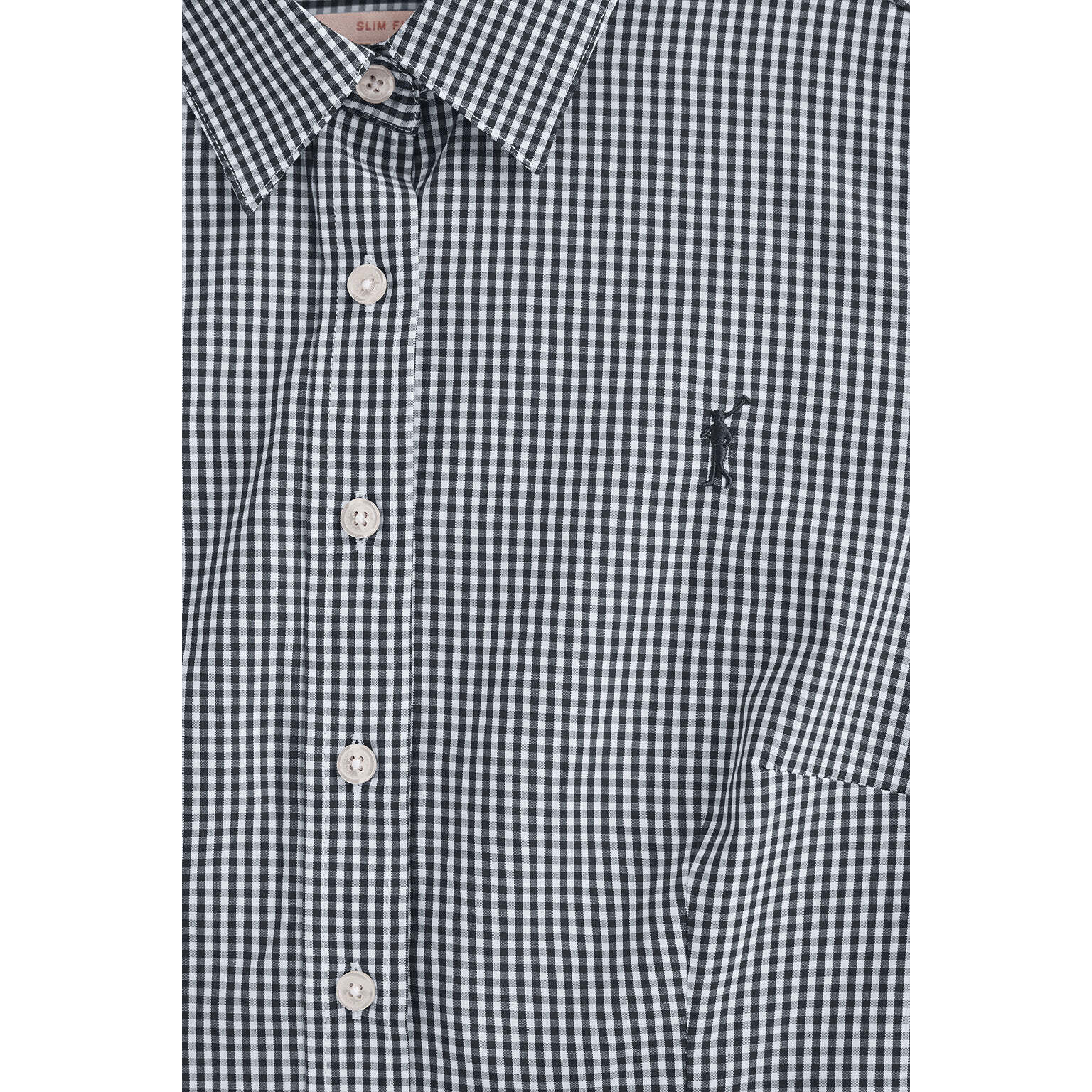 Camisa de cuadros vichy azul marino con logo Rigby Go