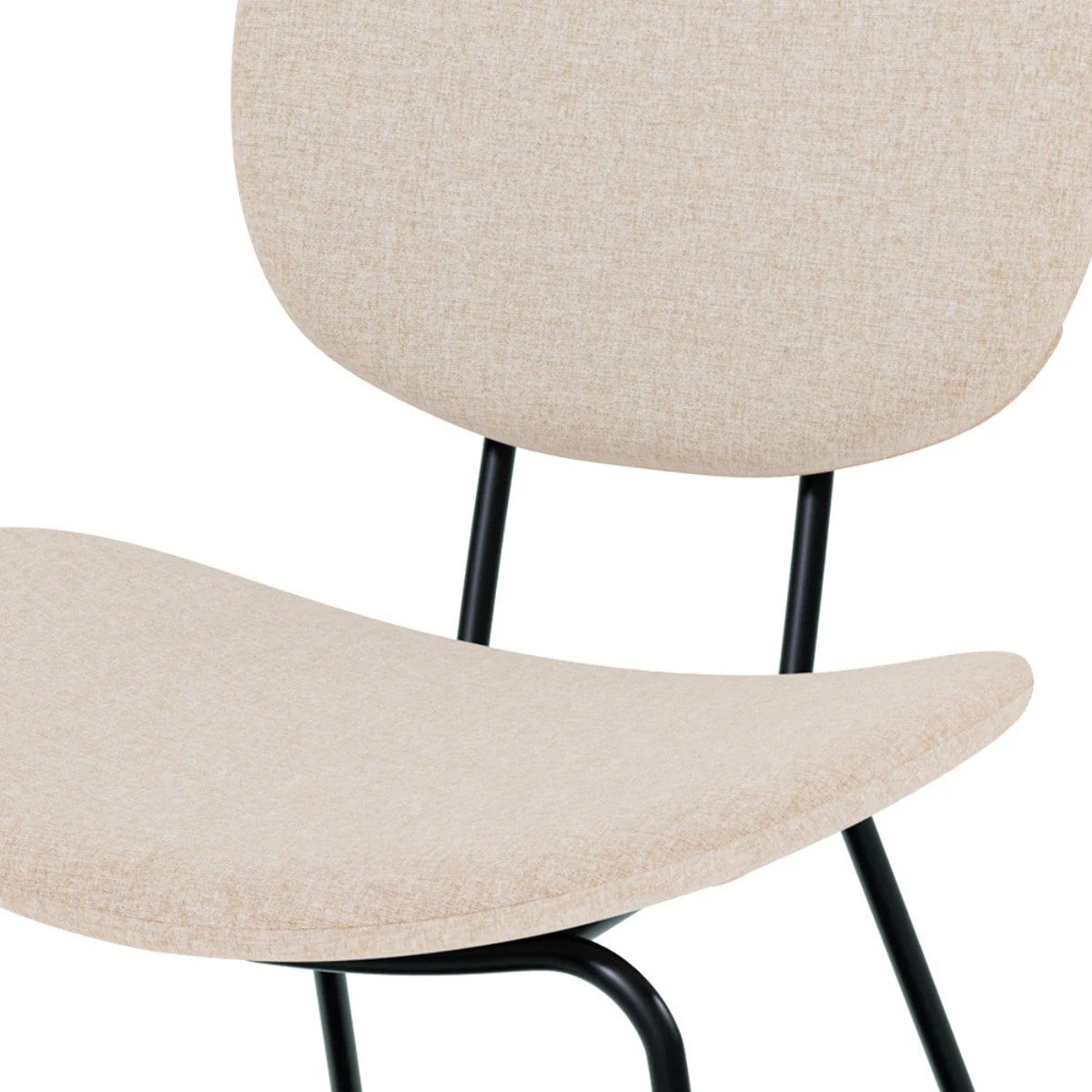 Lot de 2 chaises en tissu beige et pieds en métal noir - Verner
