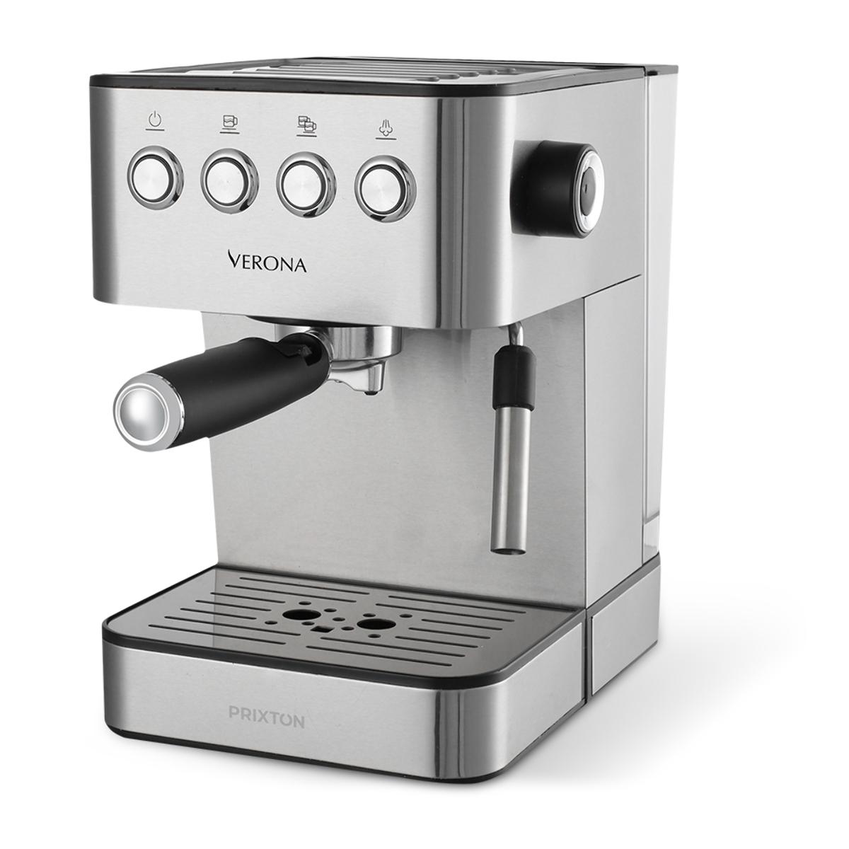 Cafetera Verona con portafiltro de doble salida - Expresso - Bomba italiana - 20 Bares - Vaporizador orientable