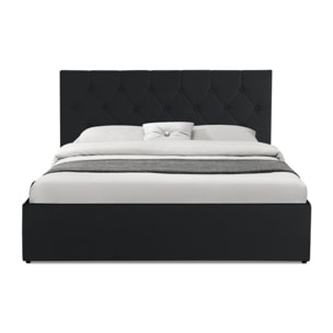 Lit coffre Hanna 140x190cm simili cuir noir