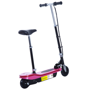 Trottinette électrique pliable 120 W enfant 7 à 12 ans lumière LED hauteur guidon et selle réglable 10 Km/h max. rose