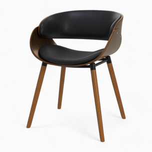 Table et chaise 8 personnes Surdiman en cuir synthétique noir et bois