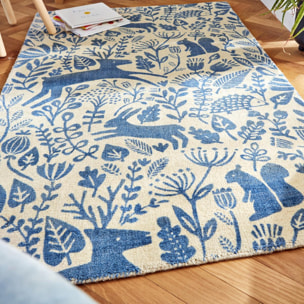 Tapis salon et chambre fait à la main en laine motif animaux NUITORI