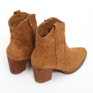 Stivaletti texani in simil pelle scamosciata con ricamo