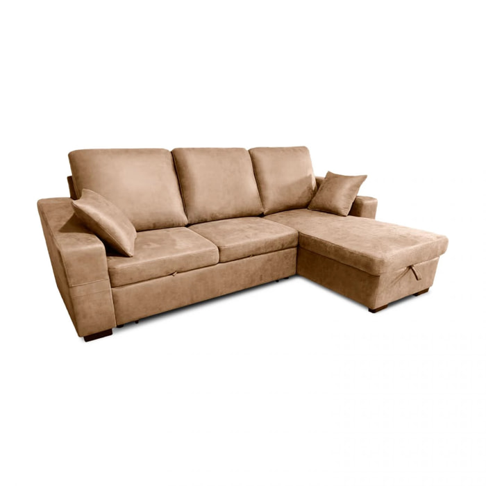 Sofá cama con chaiselongue reversible 4 plazas Edna Piedra