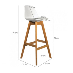 Tabouret de bar en plastique avec piètement bois - 2 coloris - MEL