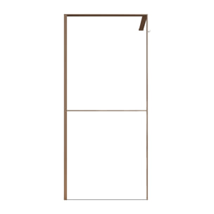 Paroi de douche 90x200cm - Cadre et étagère finition chêne clair - Verre 8mm anticalcaire - ETHAN