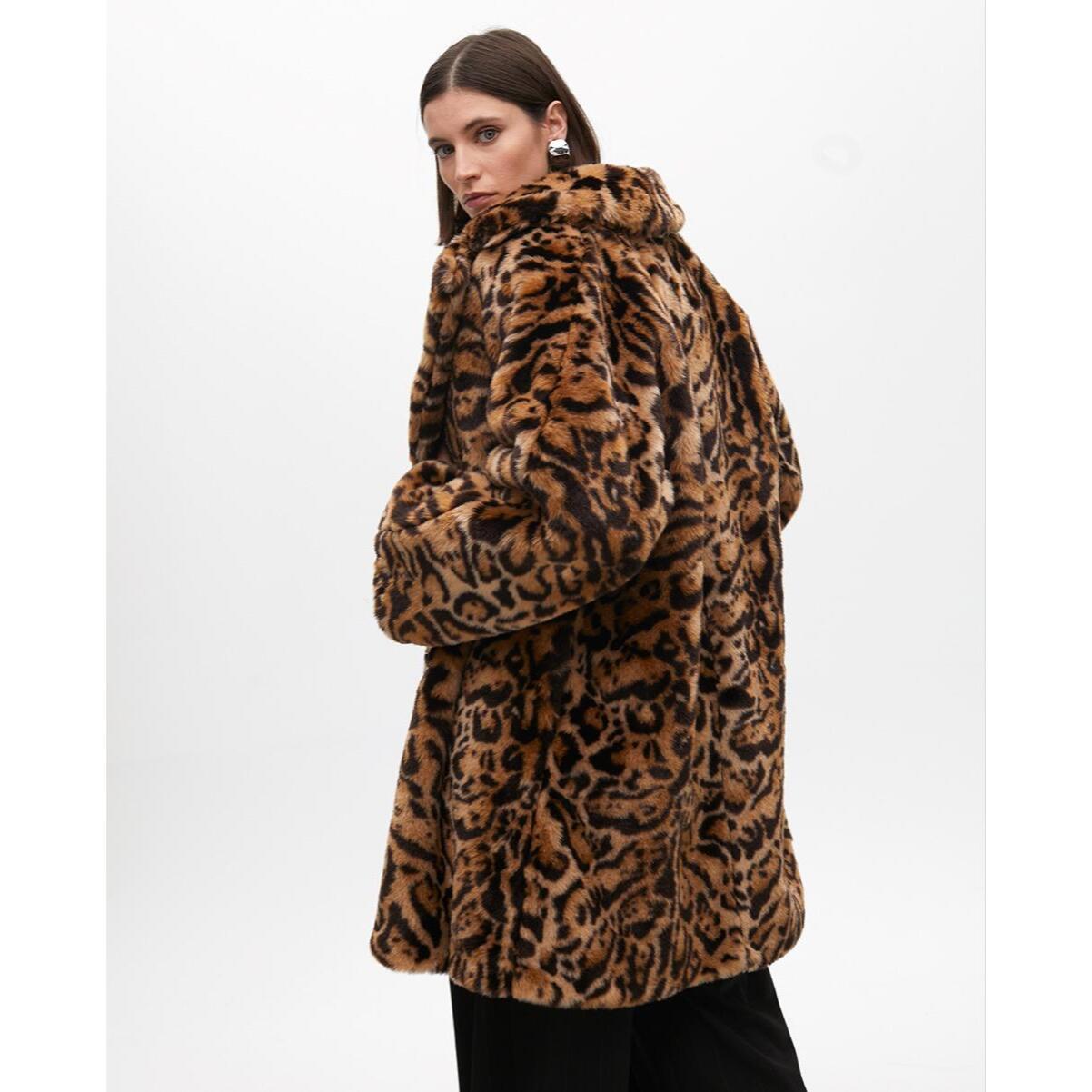 Cappotto Midi Incrociato Stampa Animalier