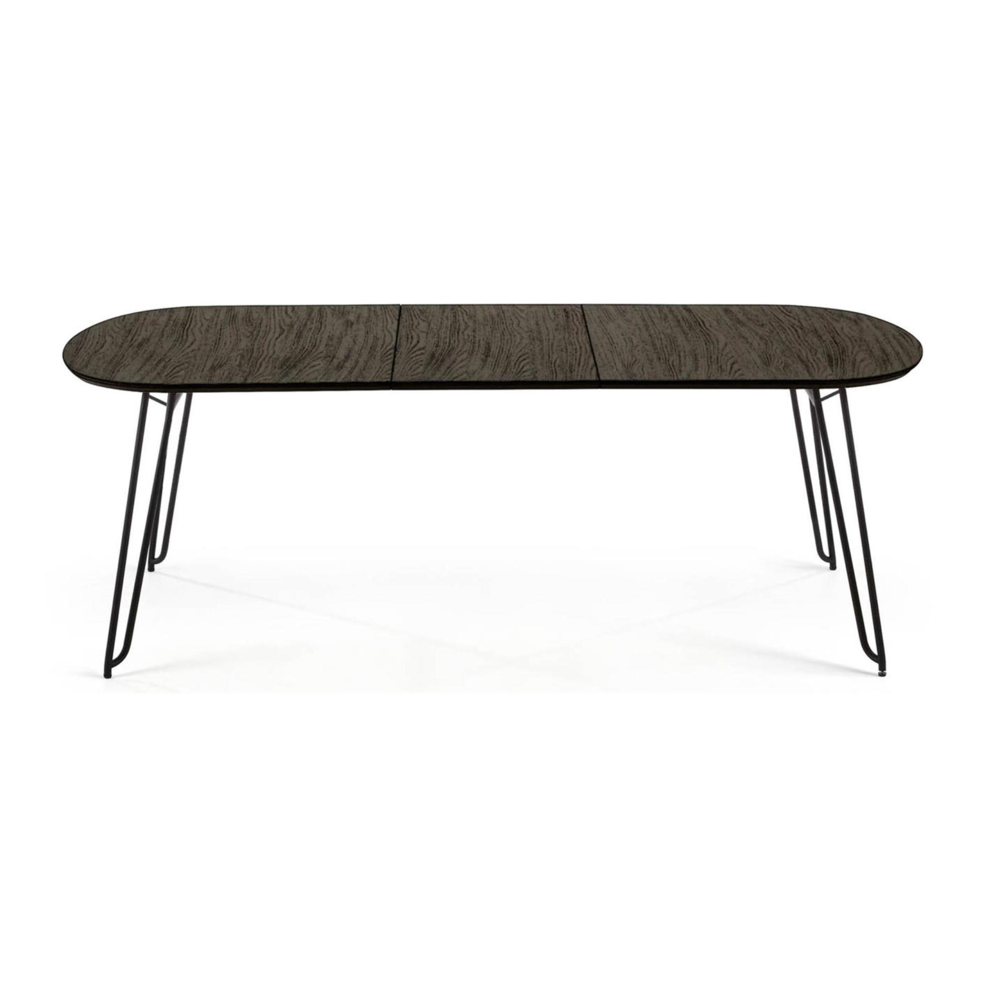 Mesa extensible Milian 140 (220) x 90 cm chapa de fresno patas de acero acabado negro