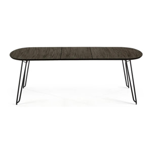 Mesa extensible Milian 140 (220) x 90 cm chapa de fresno patas de acero acabado negro