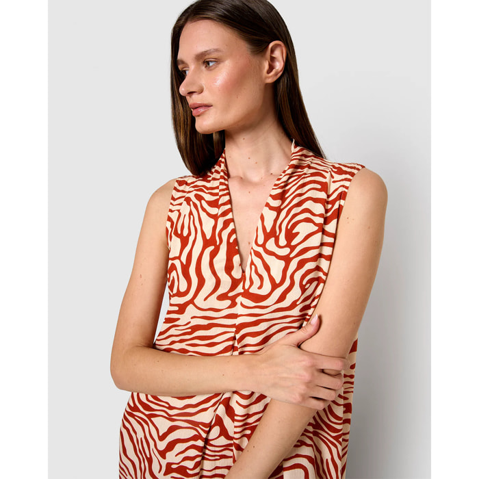 Vestido midi bambula detalles plisados iratia teja