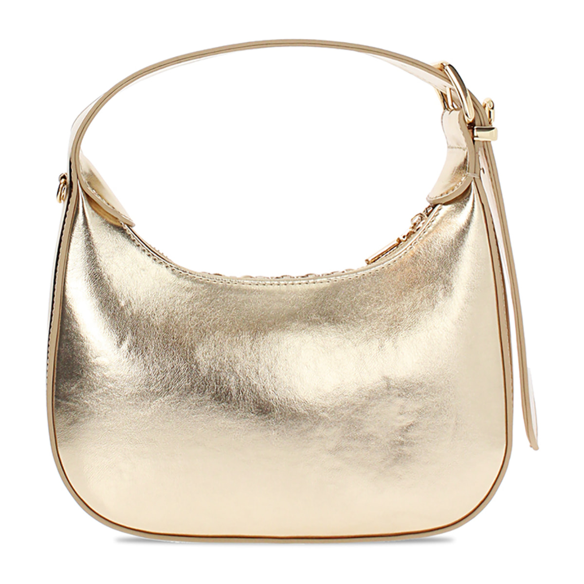 Mini bag donna oro in laminato intrecciato
