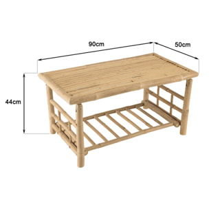 VITAL - Table basse rectangulaire en bambou 90x49cm