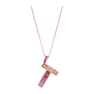 Collar T acabado oro rosa 18k