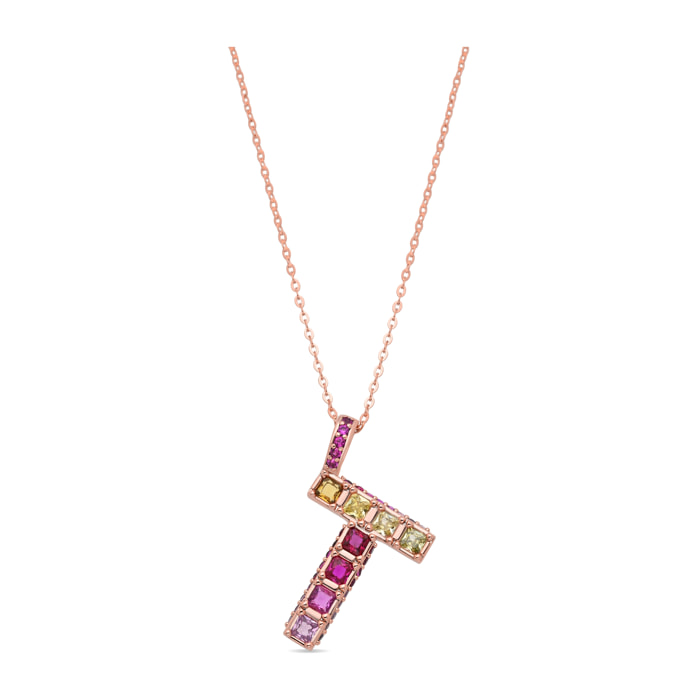 Collar T acabado oro rosa 18k