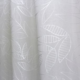 Voilage brodé motif feuillage - Blanc
