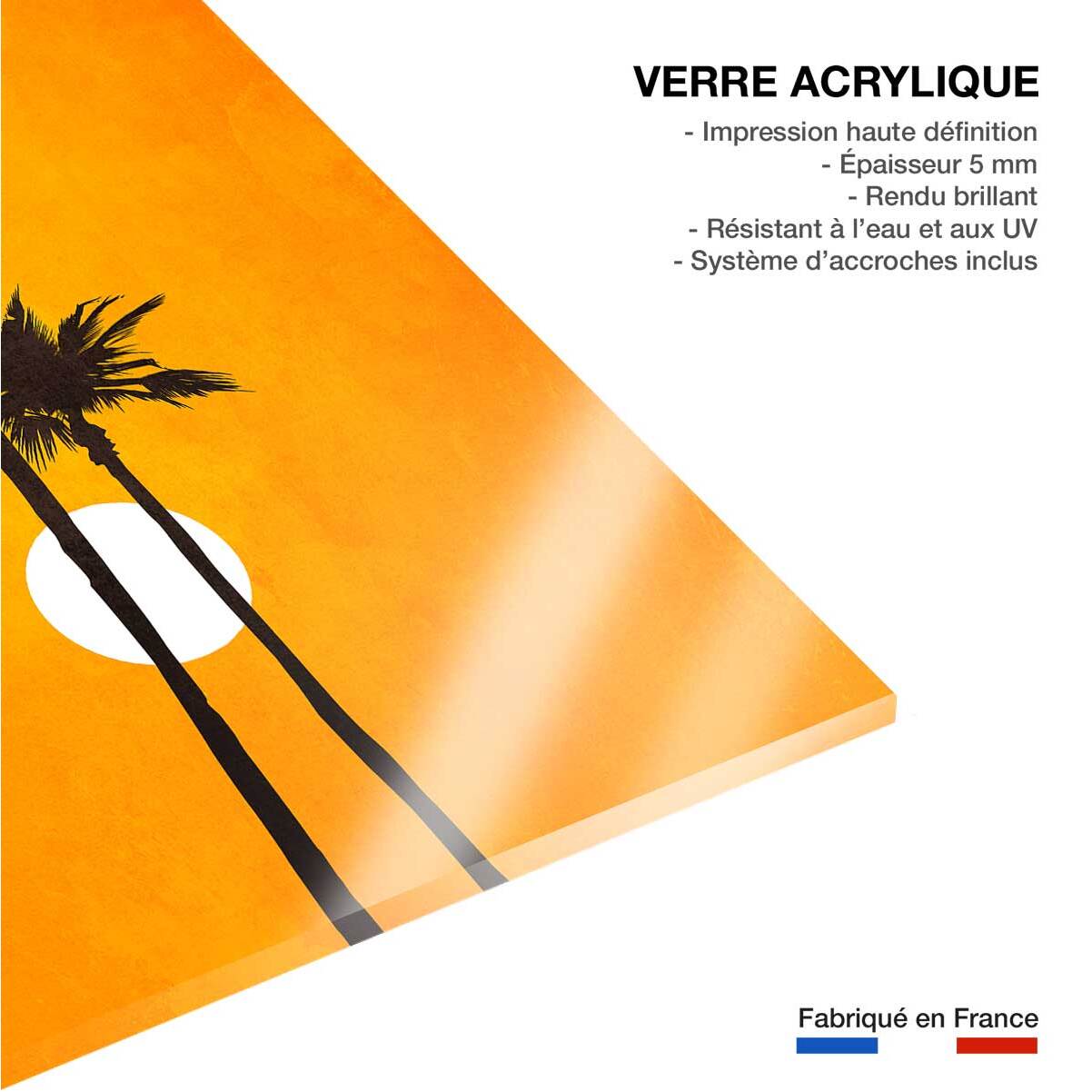 Tableau scandinave Sunset palm Tableau plexiglas