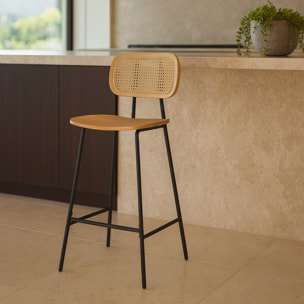 Lot de 2 chaises de bar en bois naturel et pieds en métal  NOSARA