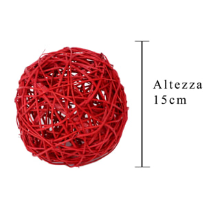 Sfera Intrecciata Di Rattan. Larghezza 15 Cm - Pezzi 12 - 15X15X15cm - Colore: Rosso - Bianchi Dino - Articoli Intrecciati, Scopine