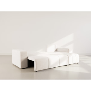 Nicole - canapé d'angle réversible 4 places convertible avec coffre en tissu - Beige