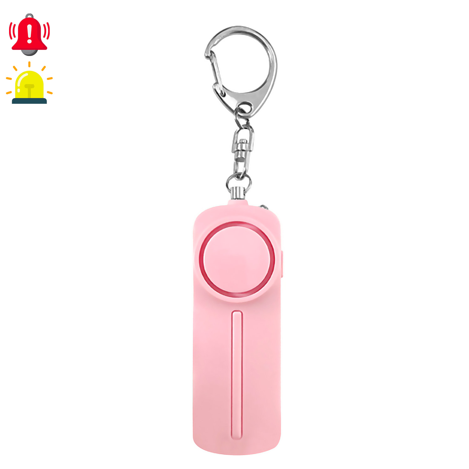 Allerta SOS personale con luce LED brillante e suono di 130dB. 2 batterie AAA incluse e attivazione rapida tirando l'anello.