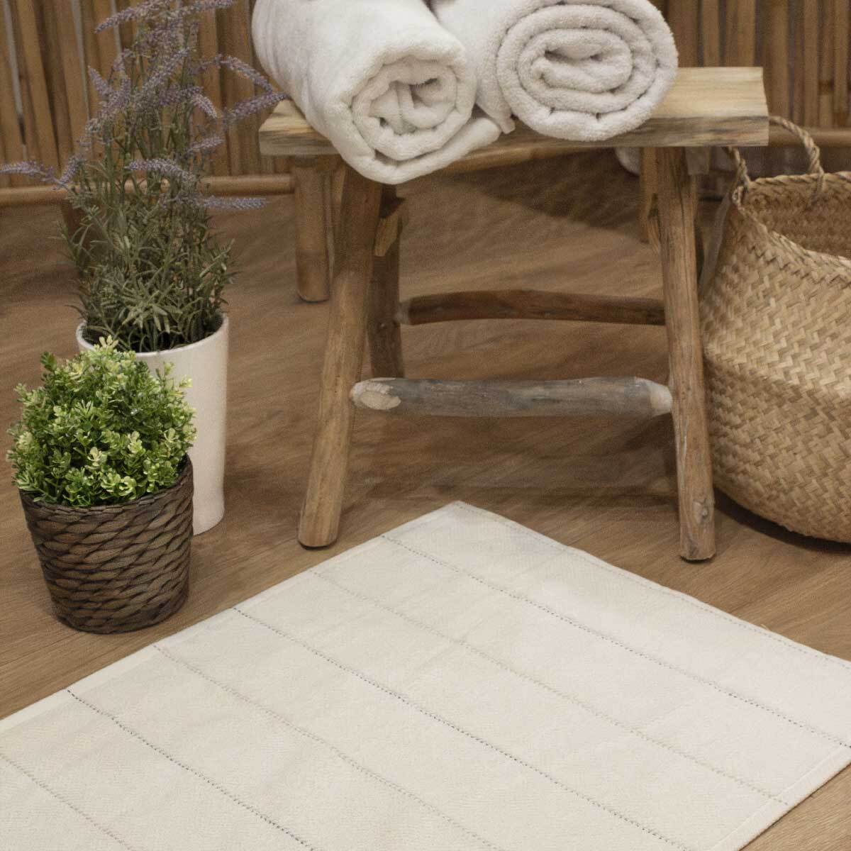Set de 2 alfombras de baño BONE beige 50x70 cm - 100% algodón