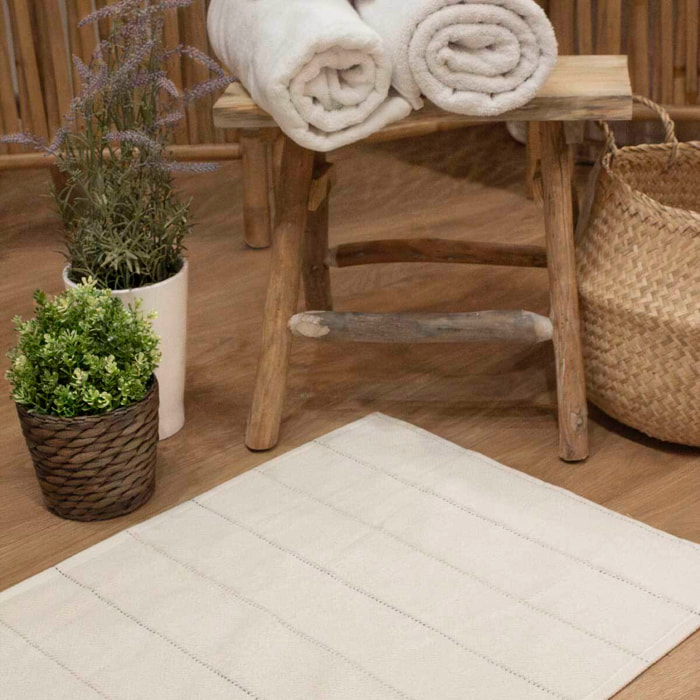 Set de 2 alfombras de baño BONE beige 50x70 cm - 100% algodón