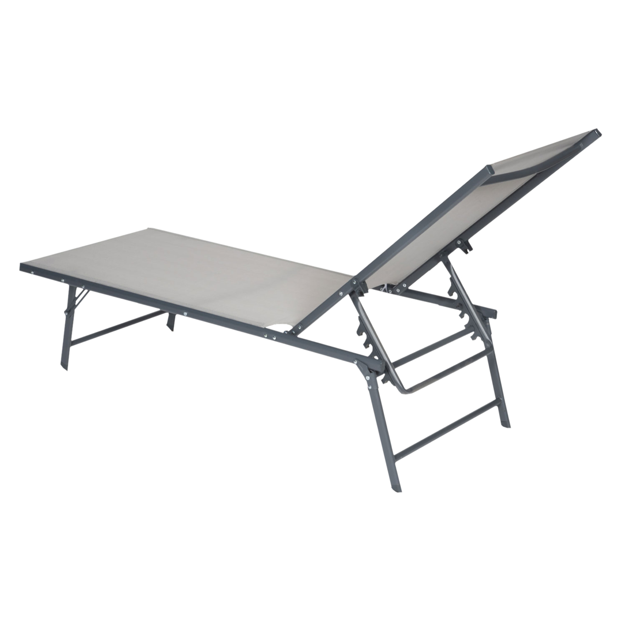Lot de 2 bains de soleil pliants SICILIA en textilène gris - structure anthracite