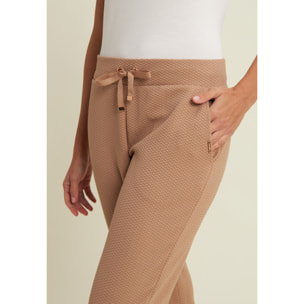 Pantaloni donna in felpa micro-trecce con fondo dritto